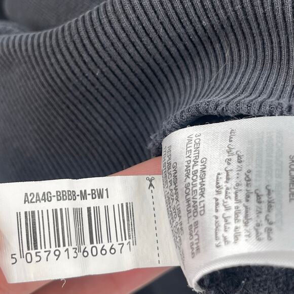 GYMSHARK Crest Hoodie Sweatshirt Size Medium Black/Gray Men's Distressed Cotton - Picture 13 of 13